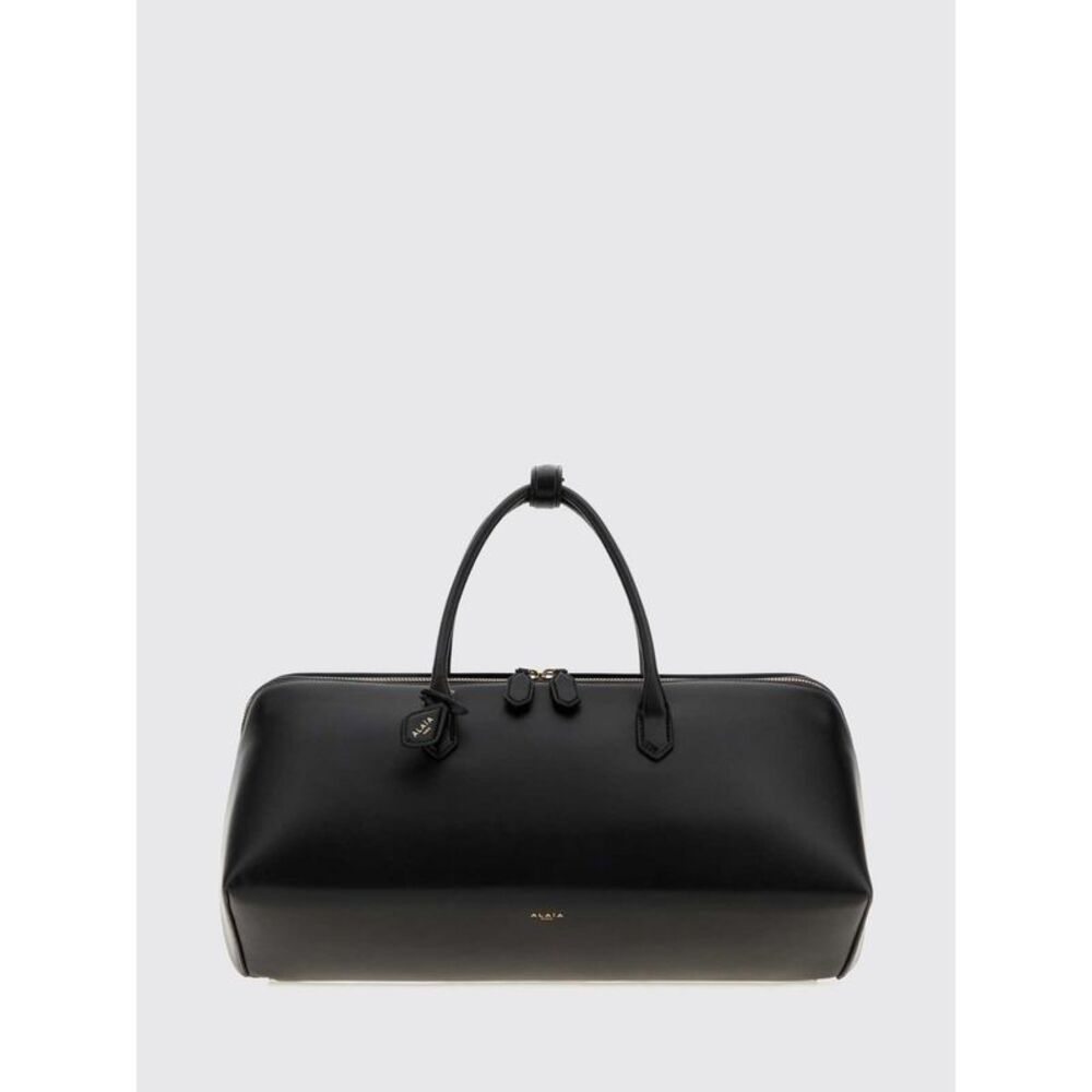 AlaiA Women Alaia Delta Medium Calfskin Leather Handbag With Logo Charm